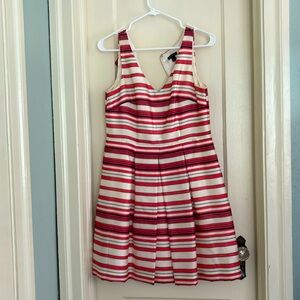 Size 4 Ann Taylor Dress with Pink/Ivory/Grey Stripes